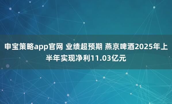 申宝策略app官网 业绩超预期 燕京啤酒2025年上半年实现净利11.03亿元