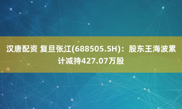 汉唐配资 复旦张江(688505.SH)：股东王海波累计减持427.07万股